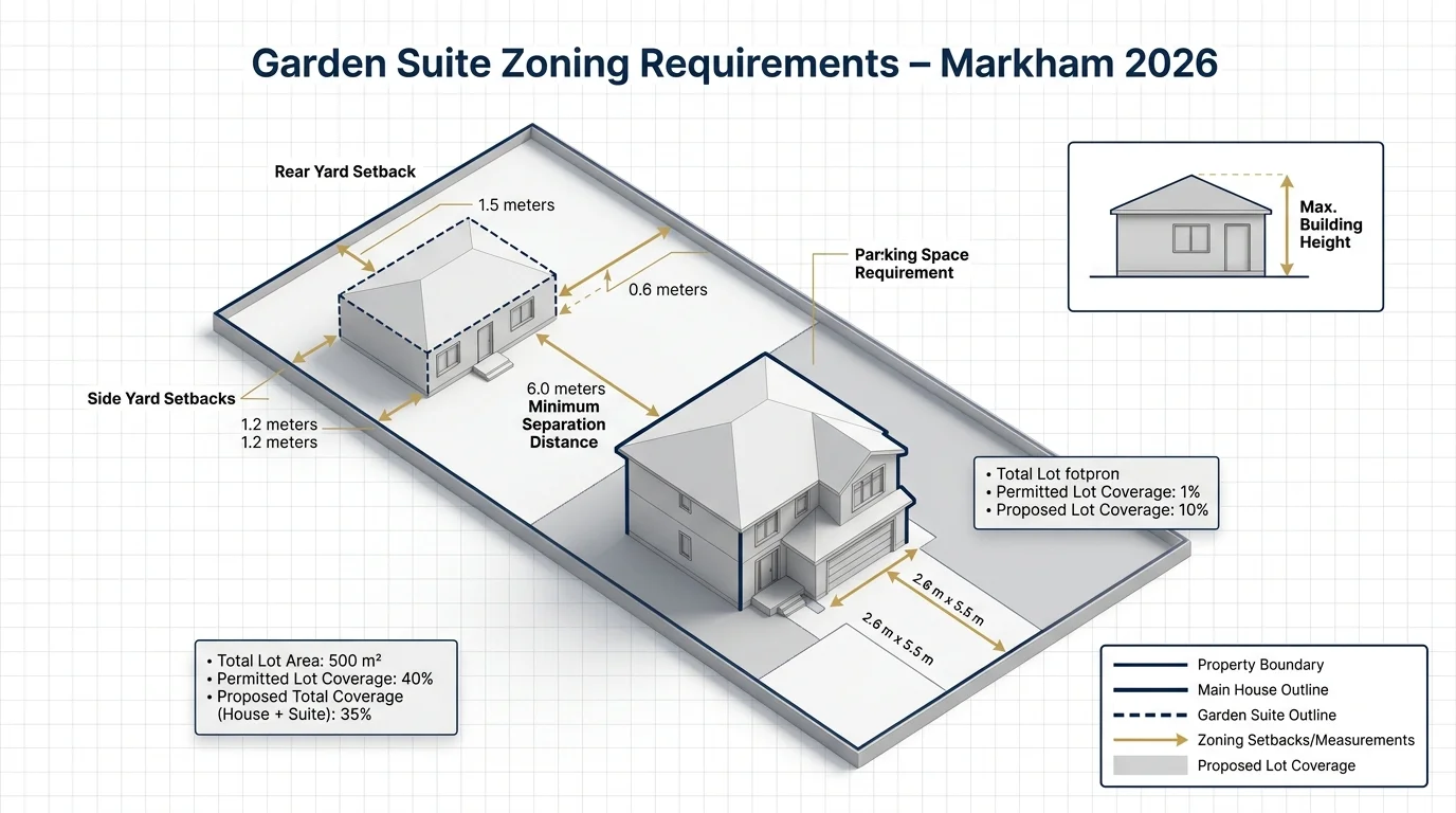 Zoning setbacks and requirements for garden suites in Markham 2026