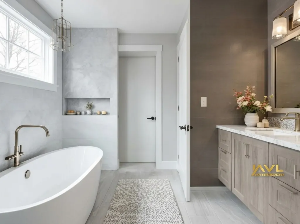 Completed master ensuite in a North York raised bungalow after renovation