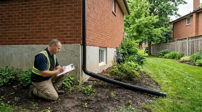 Foundation grading and drainage check on a Richmond Hill detached home