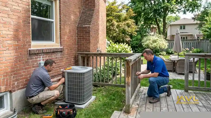HVAC and deck maintenance on an older Richmond Hill detached home