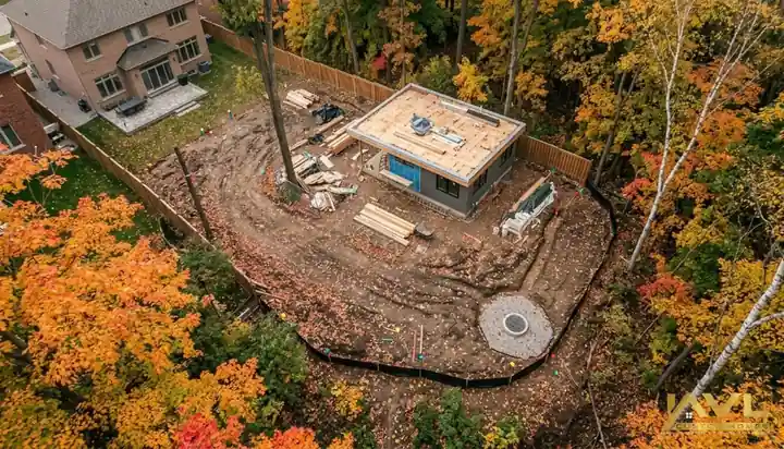 Vaughan garden suite setbacks, lot grading, and TRCA drainage planning on a detached lot